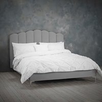 Willow Velvet Upholstered Fabric Bed Frame - Soft Silver / King