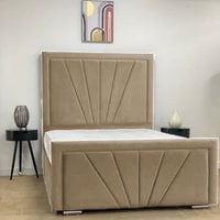 Divan Bed Base with Striped Headboard and Footboard - Steel  / Superking / 48kg / 4x Drawers