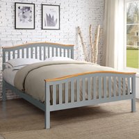 Solid Wooden Curved Bed Frame - Grey / Double