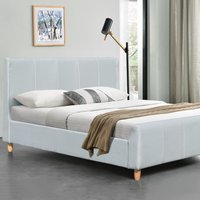 Blue Upholstered Linen Fabric Bed Frame - Duck Egg Blue / King