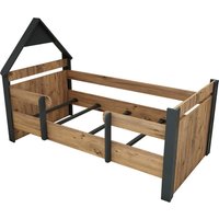 Valentino Bedstead Bed Frame with Headboard - Atlantic Pine & Anthracite