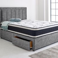 Barcelona Divan Base with Headboard - Grey / Super King / 4x Drawers