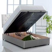 Ottoman Bed with Buttoned Headboard - Grey / Double