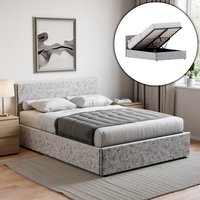 Veronica Fabric Ottoman Bed - Silver Velvet / King