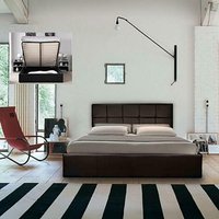Chocolate Faux Leather Gas Lift Ottoman Bed - Brown / Single