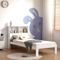 Easton Wooden Bed Frame With Shelf Headboard - White
