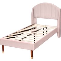 Upholstered Youth Bed with Support Headboard  Pink | Bed Sava