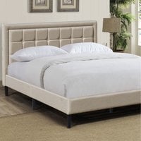 Buttoned Headboard Grey Fabric Bed Frame - Stone / King