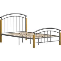 Venice Metal and Wood Bed - Silver / Double