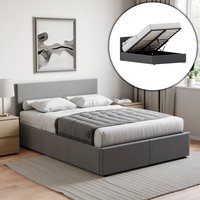 Veronica Fabric Ottoman Bed - Dark Grey Linen / Double