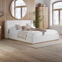 Bed Frame White Boucle Birlea Eve Fabric - White / Double