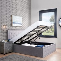Ottoman Storage Bed Crystal with Hybrid Mattress - Grey / Small Double