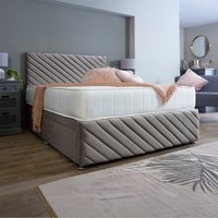 Divan Bed Base with Tokyo Headboard and Footboard - Grey  / Single / 2x Drawers Same Side