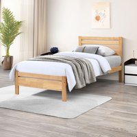Dylan Solid Rubber Wood Single Bed Frame - Natural Oak