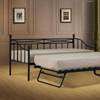 Black Metal Day Bed - Black / Single