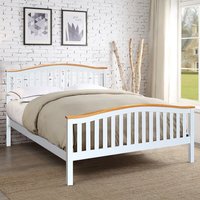 Solid Wooden Curved Bed Frame - White  / Double