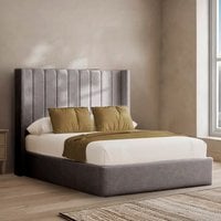 Sapphire Divan Bed with 54" Floor Standing Lined Headboard - Charcoal Grey / King / No Drawers