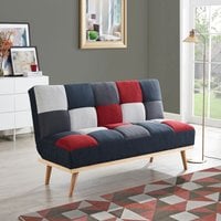 Patch 3 Seater Patchwork Fabric Red Grey Charcoal Clic Clac Sofabed - Multi