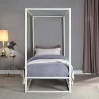 Ashwell Modern 4 Poster Metal Bed Frame - White / Single