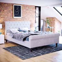 Violetta Fabric Bed - Light Grey Velvet / 222cm