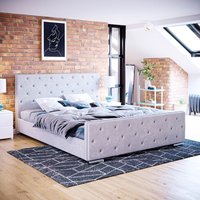 Arabella Fabric Bed - Light Grey Velvet / King