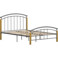 Venice Metal and Wood Bed - Silver / Small Double