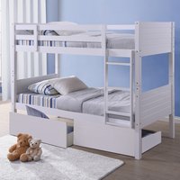 Bedford White Wooden Storage Bunk Bed  - White / Underbed drawers