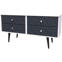 Pixel Ready Assembled 4 Drawer Bed Box - Indigo & White Matt