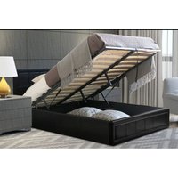 Black Ottoman Storage Bed Frame - Available With Mattress - Black / Small Double / Yes