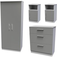 Contrast Ready Assembled 4 Piece Bedroom Set - Dust Grey / White