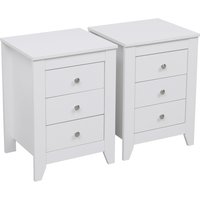 HMD White Wooden Bedroom 3 or 4 Pieces Set - White / 45cm / 40cm / 27kg / Chioboard with melamine paper.