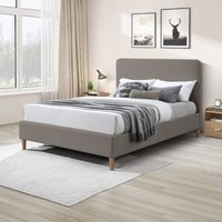 Romy Recycled Fabric Upholstered Double Bed Frame - Taupe