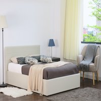 Cream Fabric Gas Lift Ottoman Bed - Cream  / King