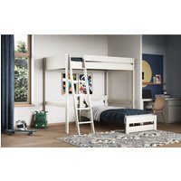 Tera Small Double High Sleeper With L Shaped Single Bed White  - White