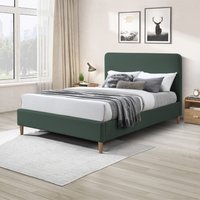 Romy Recycled Fabric Upholstered Double Bed Frame - Green