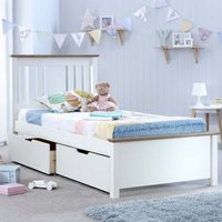 Chester White Wooden Storage Bed  White  Single  2 Drawers | Bed Sava