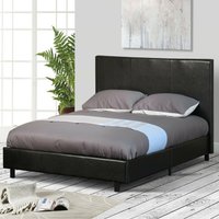 Black Faux Leather Bed Frame - Black / Single