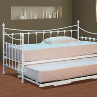 Classic metal day bed with trundle  White | Bed Sava