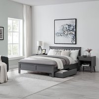 Azure Modern Solid Pine Grey Bed - Grey / Double / Bed Frame and 2 Drawers