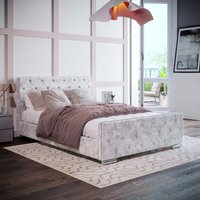 Arabella Fabric Bed - Crushed Velvet Silver / Double
