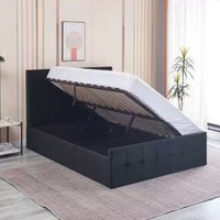 Ottoman Velvet Storage Bed 3FT Single With a Memory Foam Mattress  - Black