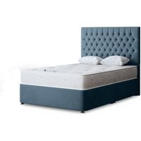 Seraphine Chesterfield Divan Bed with Headboard - Metallic blue / Small Double