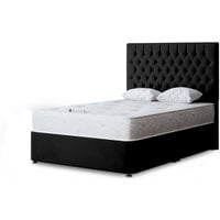 Seraphine Chesterfield Divan Bed with Headboard - Black / Double
