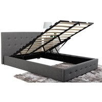 Bath Ottoman Gas Lift Fabric Storage Bed  - Grey / Double