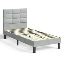 Bed Frame with Upholstered Headboard  Grey  190cm  90cm | Bed Sava