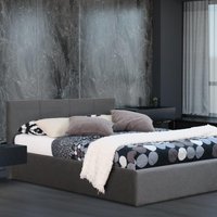 4ft Small Double Grey Fabric Bed with Ottoman Storage - Grey