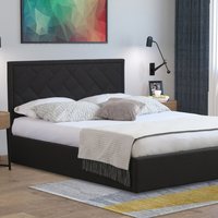 Fabric Grey Ottoman Bed Frame - Dark Grey  / Double