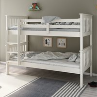 Carra White Wooden Single Bunk Bed  White  Memory Foam Mattresses | Bed Sava