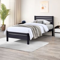 Dylan Solid Rubber Wood Single Bed Frame - Dark Grey