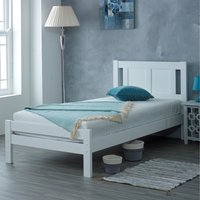 Wooden Slatted Glory Wooden Bed Frame - White / Single